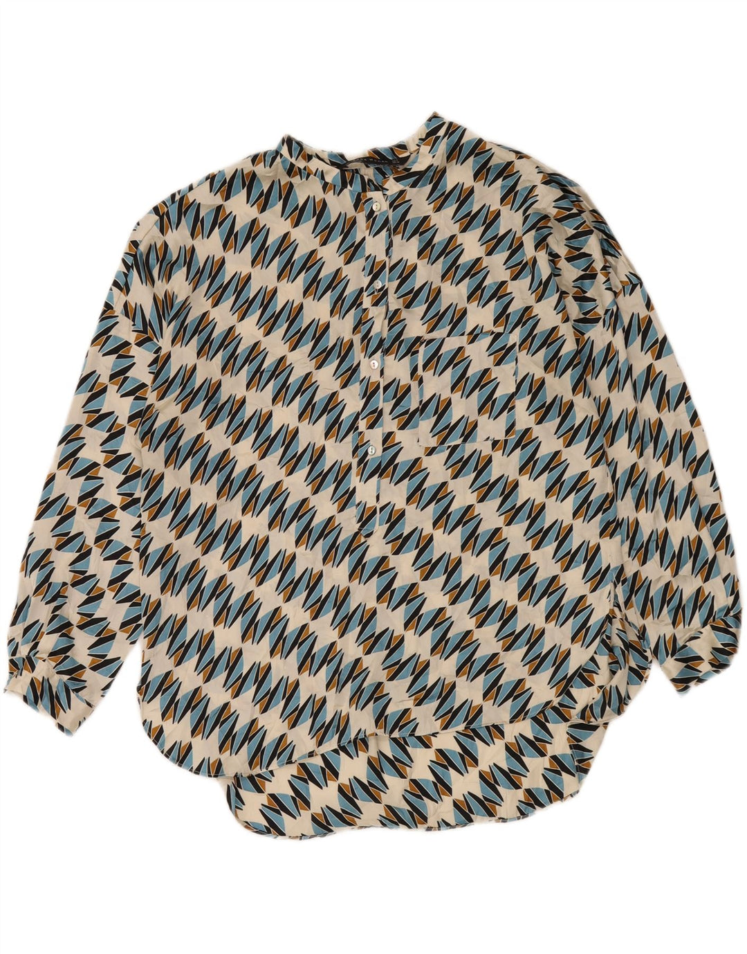ZARA Womens Oversized Shirt Blouse UK 14 Medium Off White Geometric Vintage Zara and Second-Hand Zara from Messina Hembry 