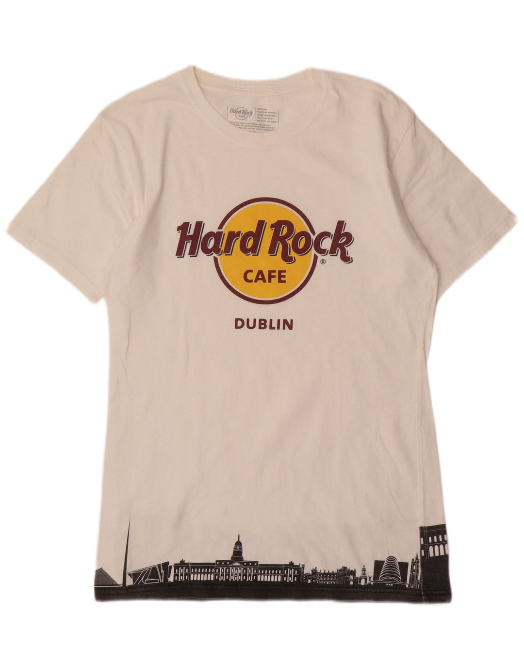 Hard Rock Cafe Herre Dublin Grafisk T-Shirt Top Medium Hvid Bomuld