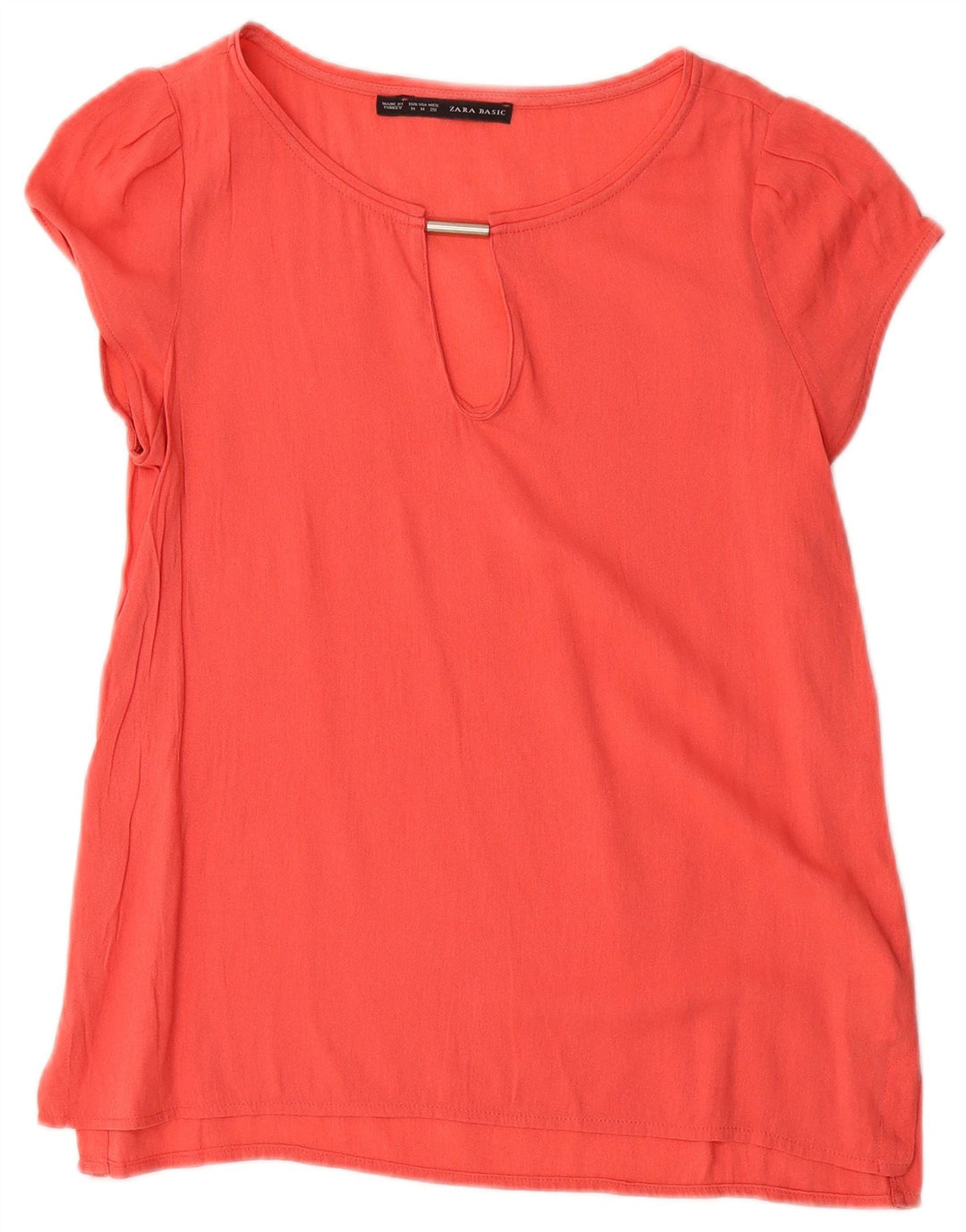 Zara Dame Bluse Top UK 12 Medium Rød Viscose