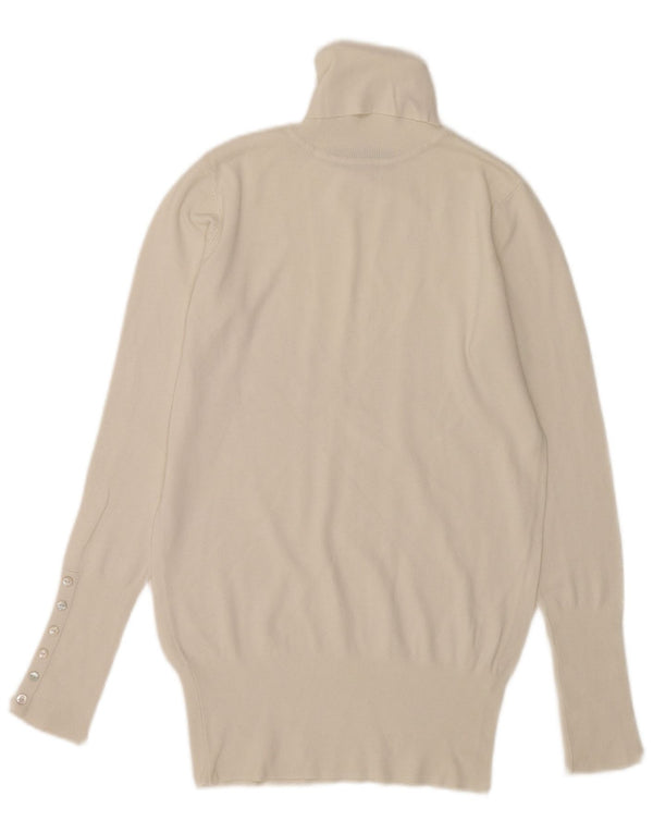 Zara Dame Rullehals Jumper Sweater UK 12 Medium White Rayon