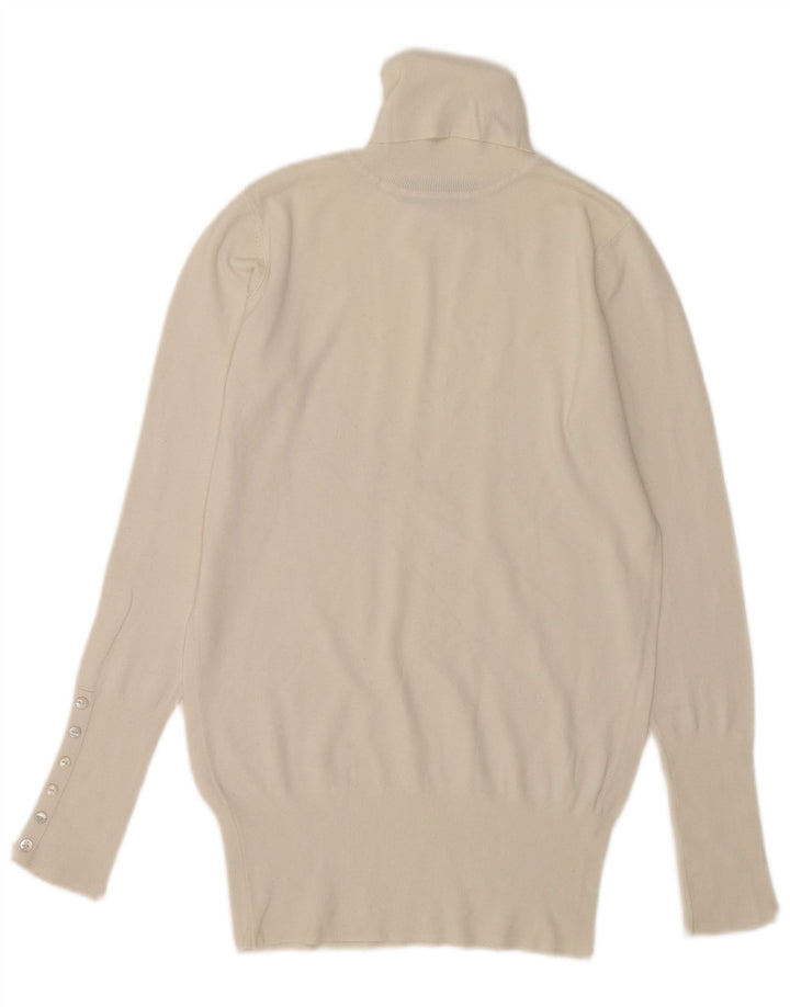 Zara Dame Rullehals Jumper Sweater UK 12 Medium White Rayon