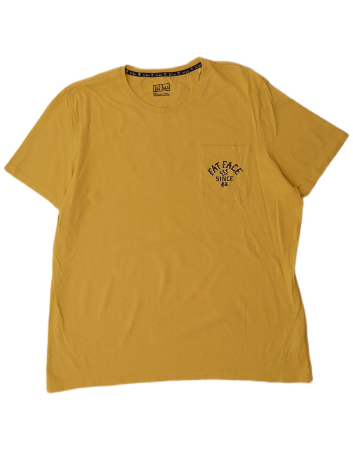 FAT FACE Herre grafisk T-shirt top 2XL gul bomuld
