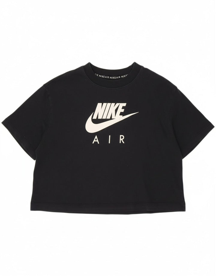 NIKE Womens Oversized Crop Graphic T-Shirt Top UK 14 Medium Black