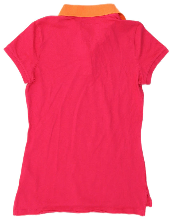 Hollister Rugby Polo Shirt til kvinder UK 10 Small Pink Colourblock Bomuld