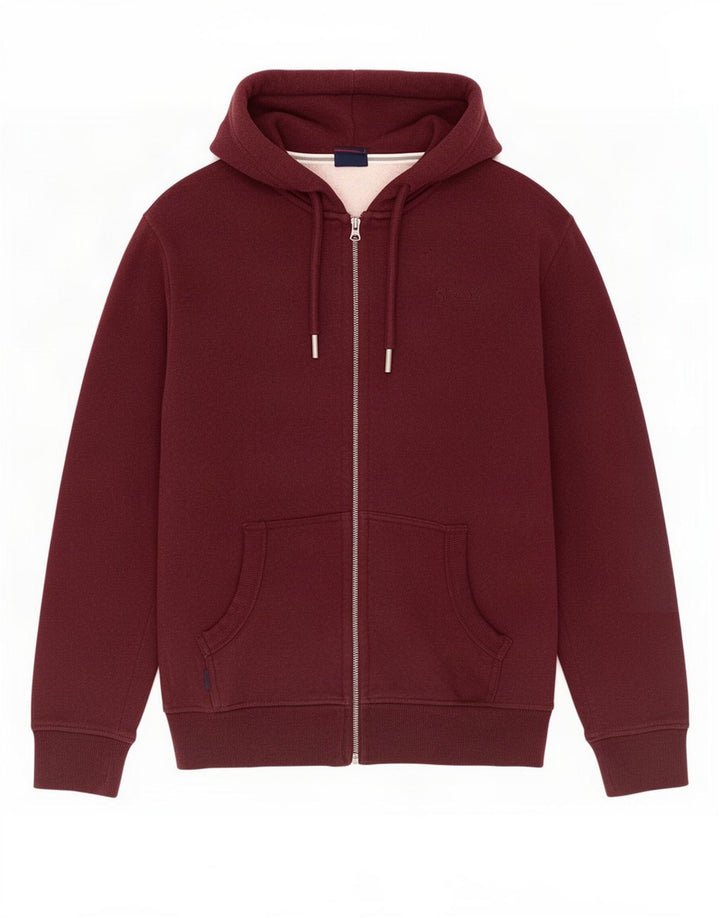 Superdry Hættetrøje med lynlås til mænd Medium rødbrun bomuld