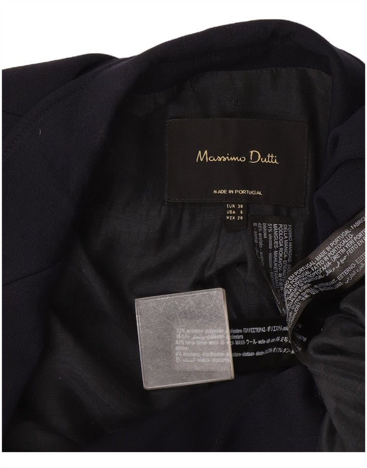 Massimo Dutti Dame 1 Knap Blazer Jakke EU 38 Small Navy Blue Polyester