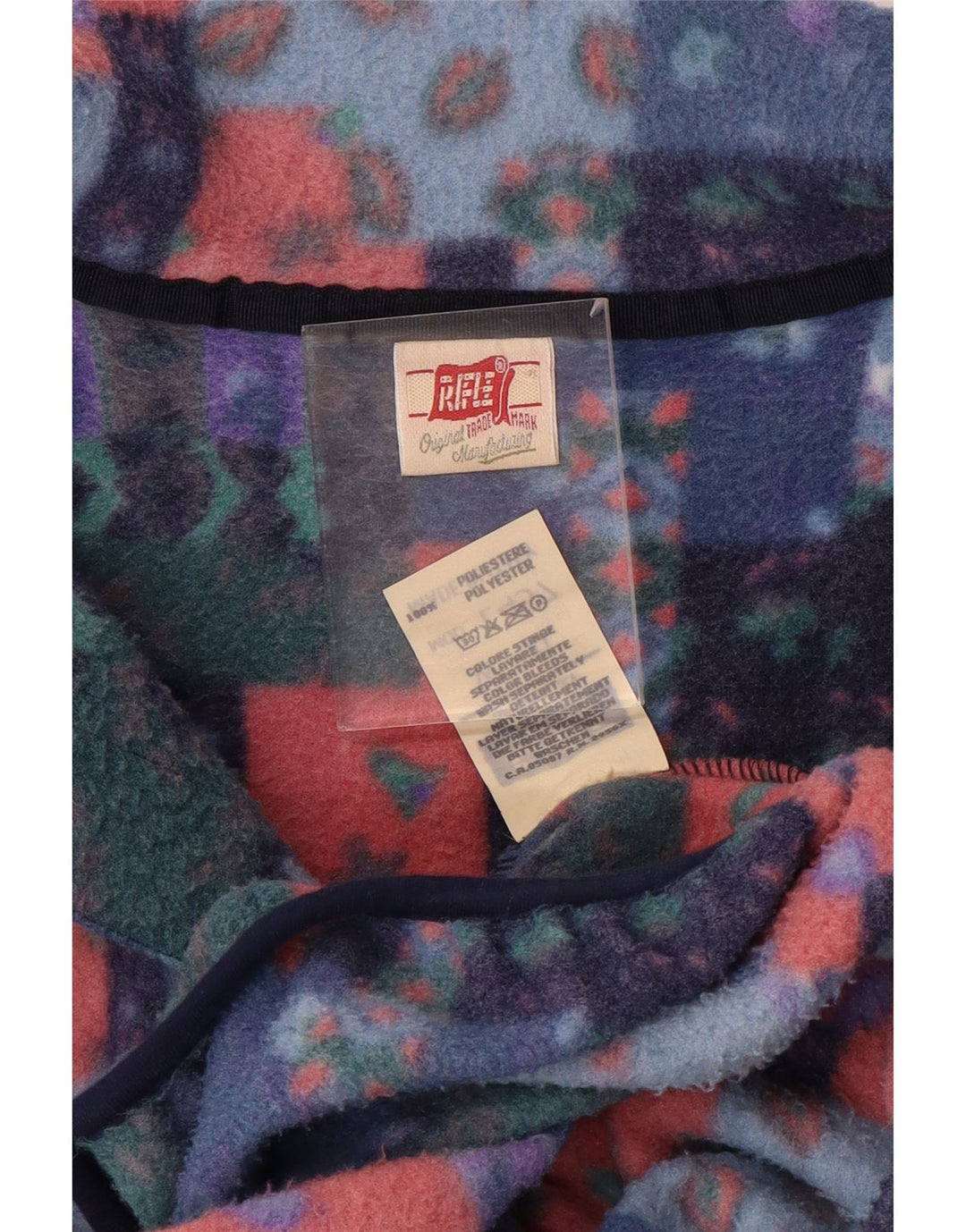 Rifle Herre Button Neck Fleece Jumper XL Flerfarvet Patchwork Polyester