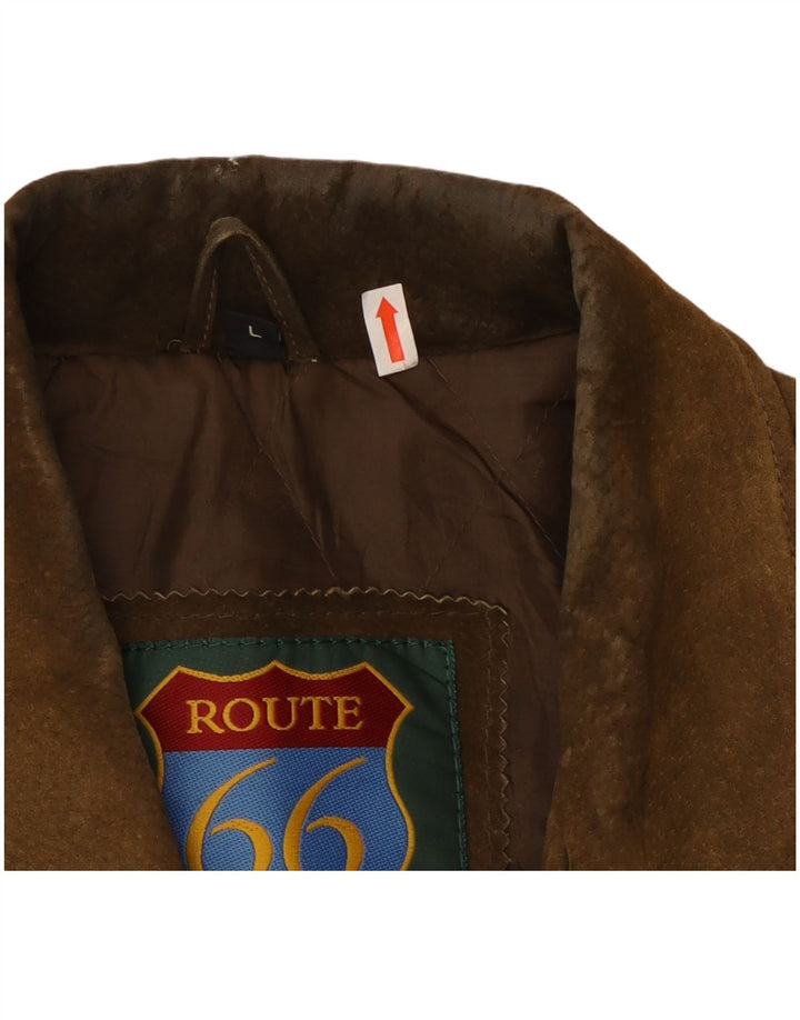 Route 66 Herre ruskindsjakke UK 40 Large Khaki Læder