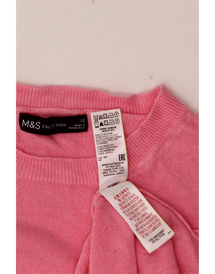 MARKS & SPENCER Dame sweater med rund hals DK 12 Medium Pink Akryl
