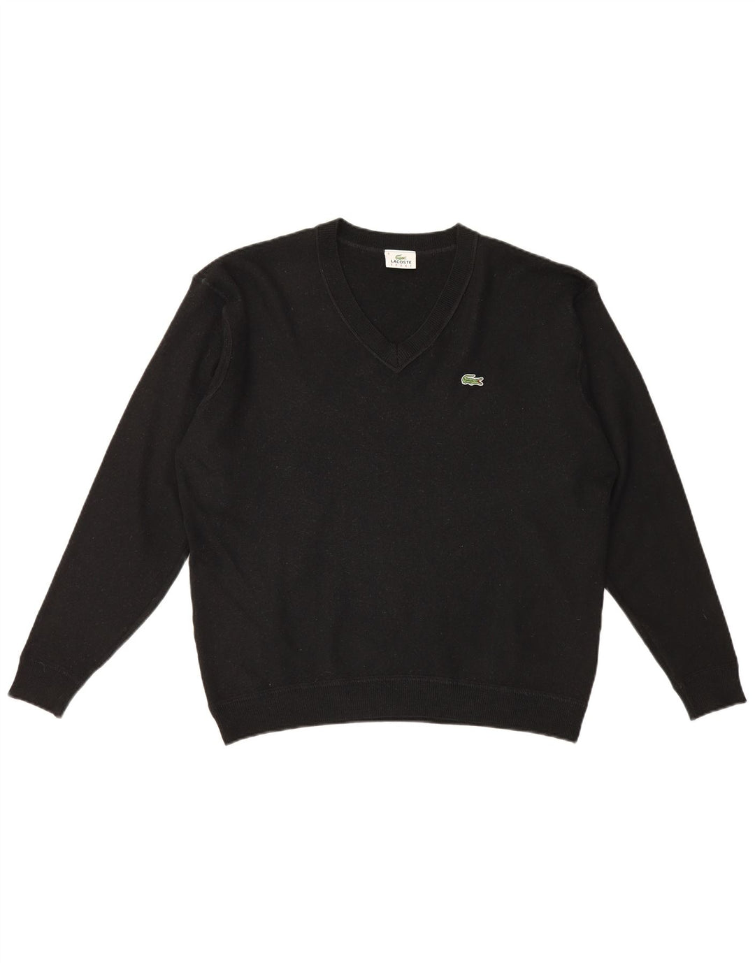 Lacoste Herre V-hals sweater Str. 8 3XL Sort Uld