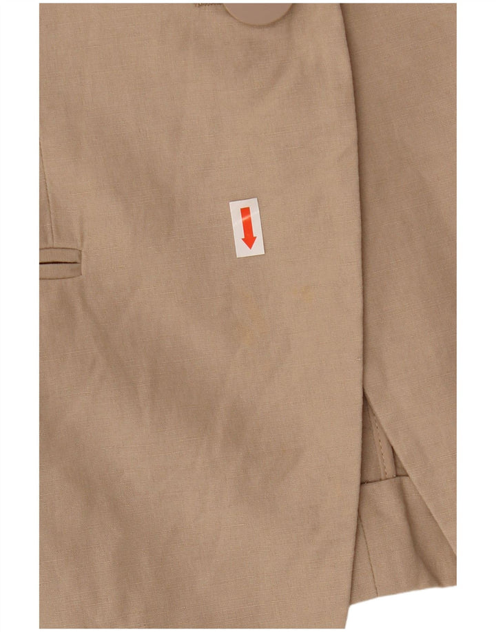 Armani Dame 1 Knap Blazer Jacket UK 10 Small Beige Bomuld