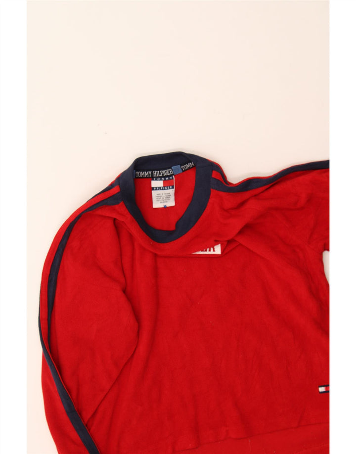 TOMMY HILFIGER Boys Fleece Jumper 6-7 Years Red Polyester Vintage Tommy Hilfiger and Second-Hand Tommy Hilfiger from Messina Hembry 