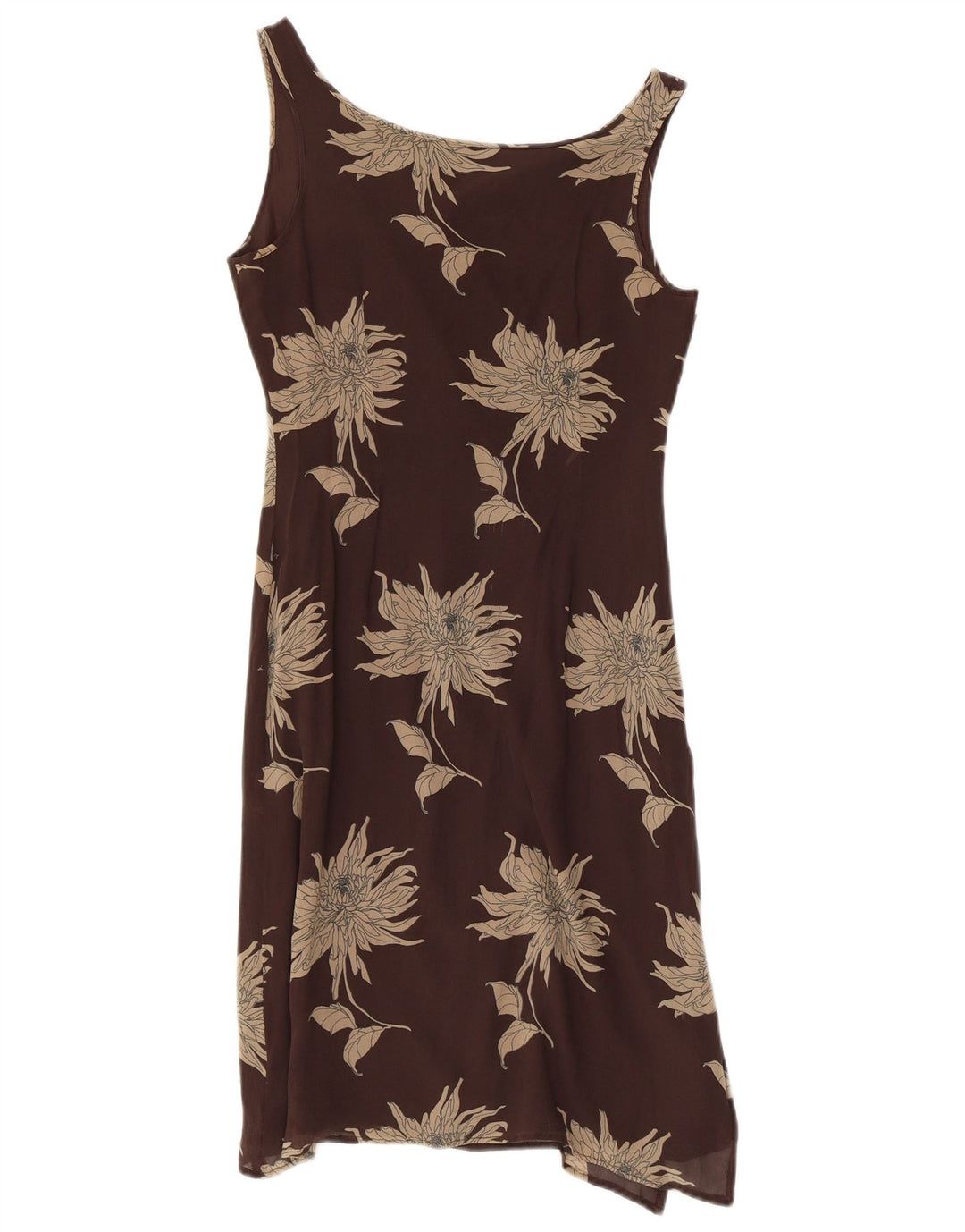 SPORTMAX Womens Sleeveless Sheath Dress UK 6 XS Brown Floral Silk