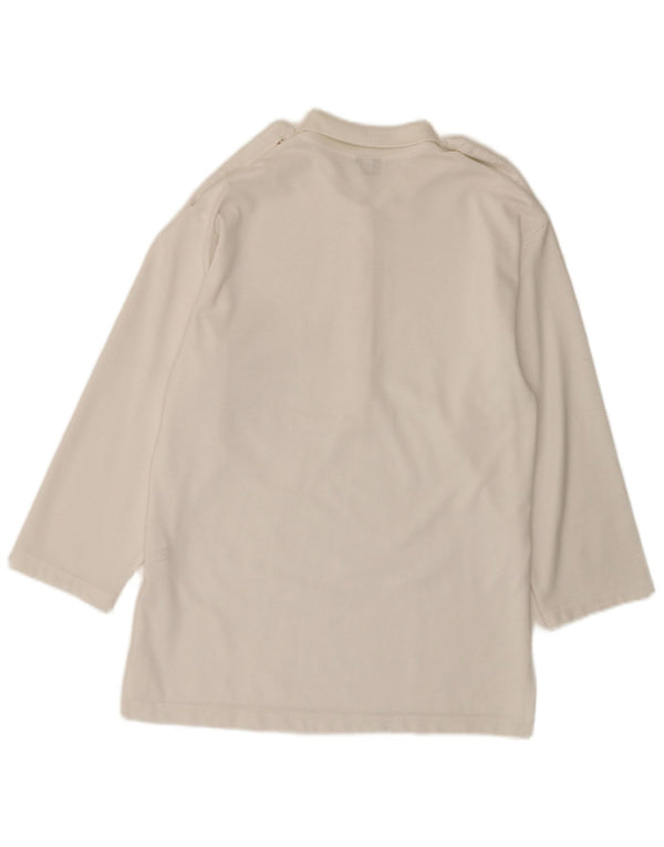 Betty Barclay Womens 3/4 Sleeve Polo Shirt EU 36 Small White Cotton