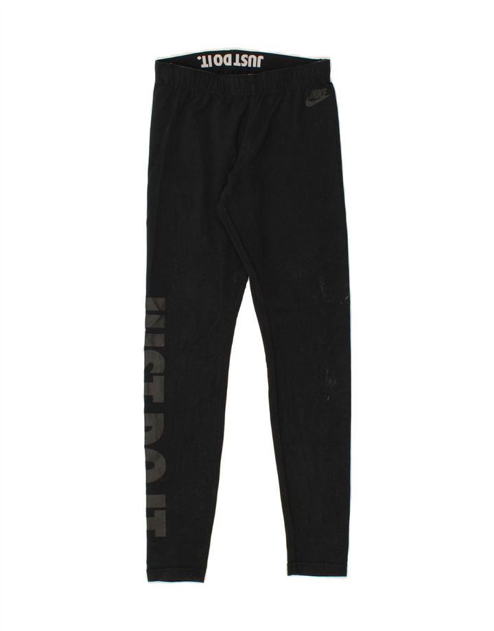 NIKE Womens Graphic Leggings UK 8 Small Black Vintage Nike and Second-Hand Nike from Messina Hembry 