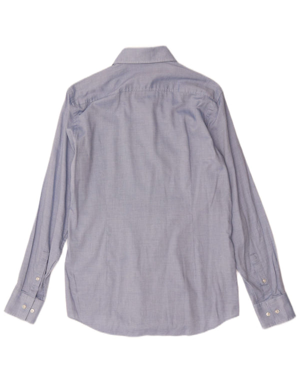 Hugo Boss Mens Shirt Size 39 15 1/2 Medium Blue Spotted Cotton