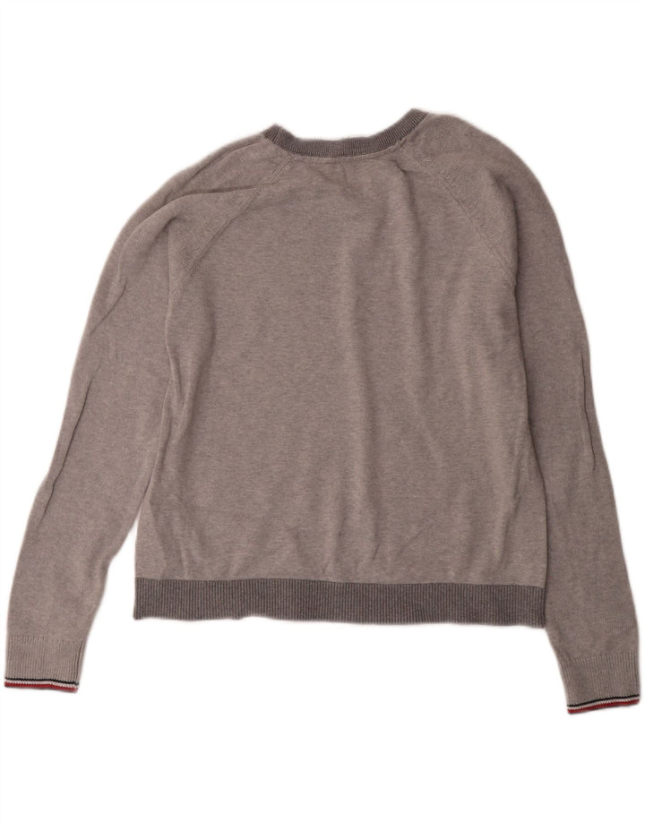 TOMMY HILFIGER Womens Oversized Crew Neck Jumper Sweater UK 10 Small Grey Vintage Tommy Hilfiger and Second-Hand Tommy Hilfiger from Messina Hembry 