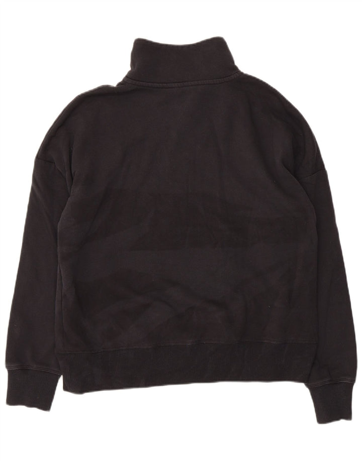 Under Armour Dame Oversized Zip Neck Sweatshirt Jumper UK 10 Small Black