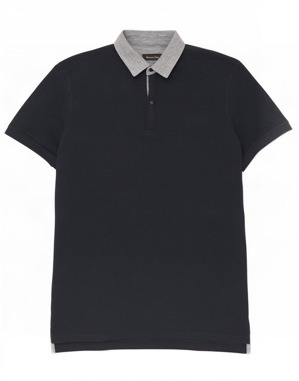 Massimo Dutti Herre Casual Fit Polo Shirt XL Navy Blue Colourblock