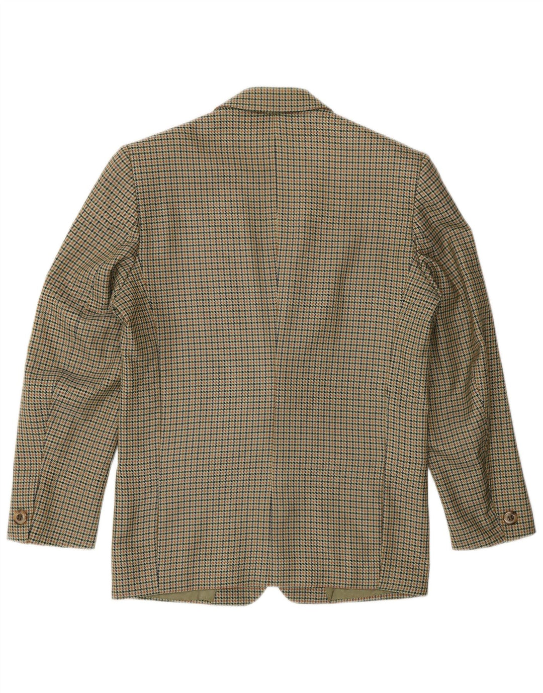 Vintage dame 2-knaps blazerjakke UK 14 Medium Khaki Houndstooth