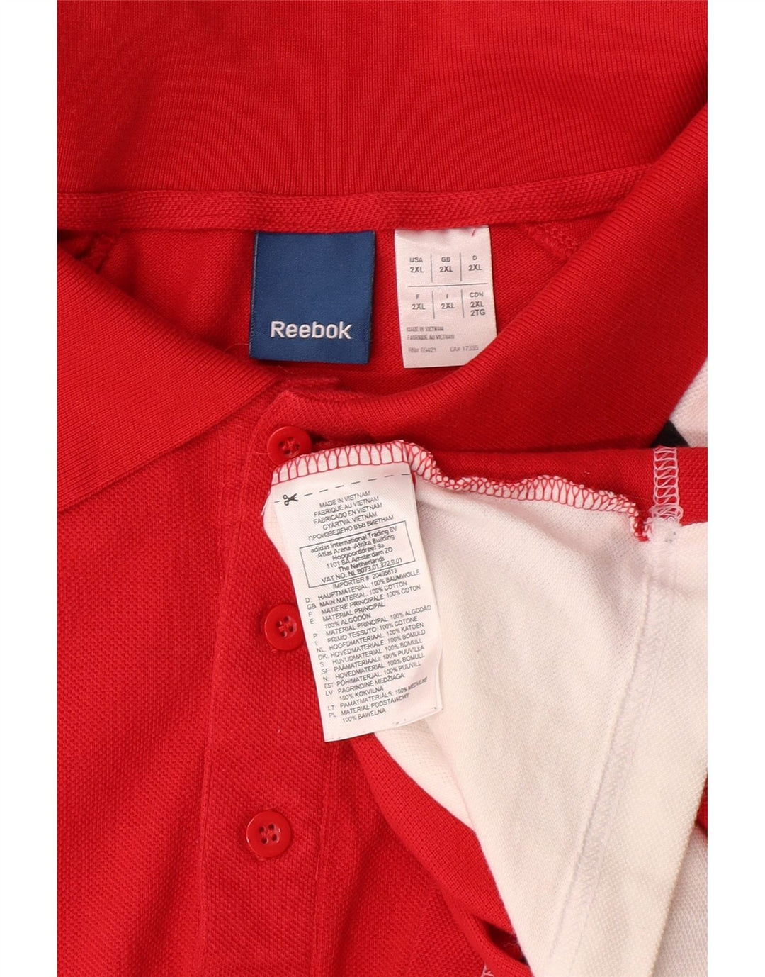 REEBOK Grafisk Polo Shirt til mænd 2XL Rød Colourblock Bomuld