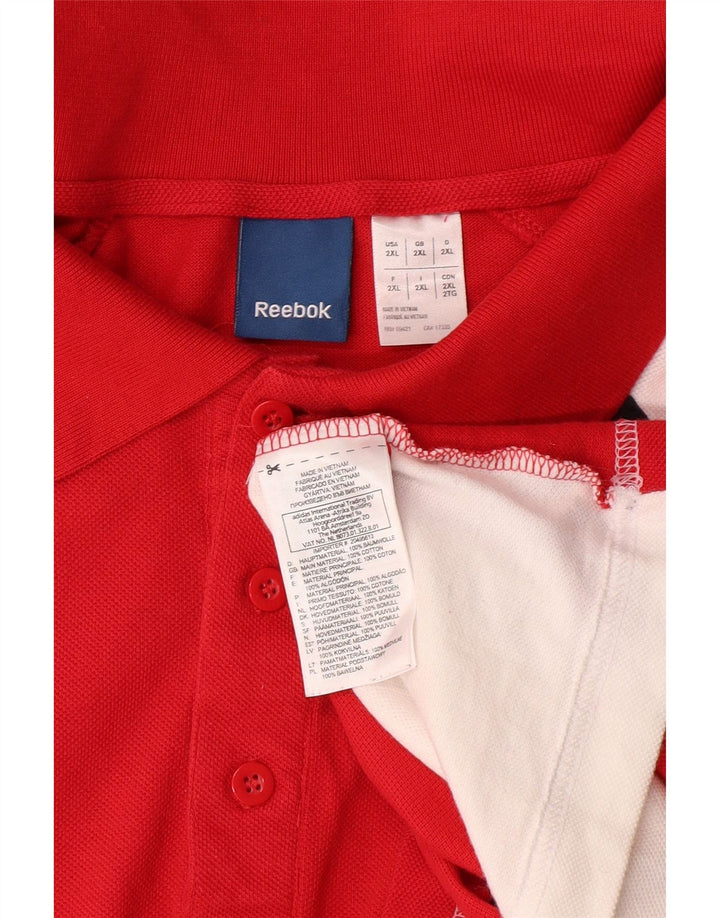 REEBOK Grafisk Polo Shirt til mænd 2XL Rød Colourblock Bomuld