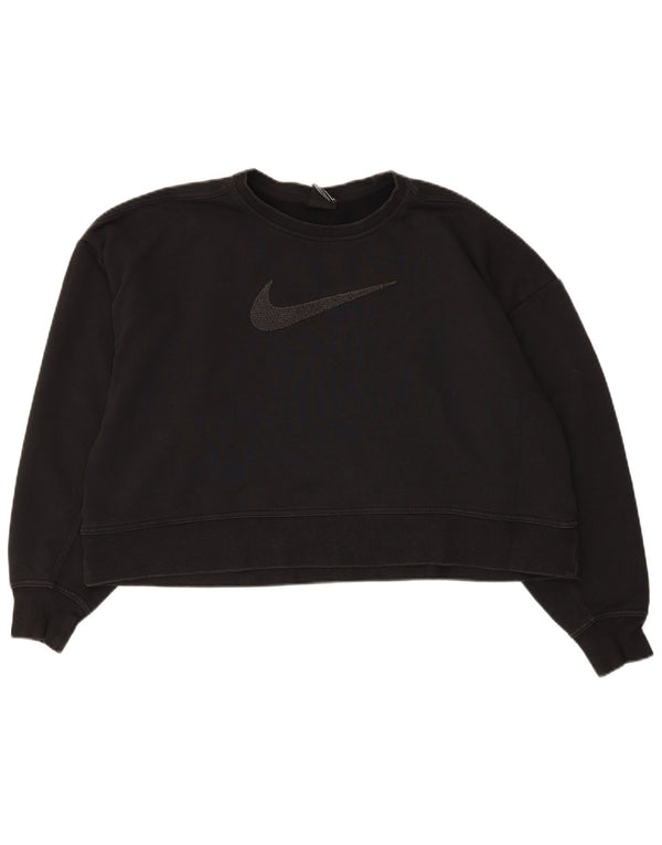Nike Dame Dri Fit Grafisk Oversized Sweatshirt Jumper UK 14 Medium Sort
