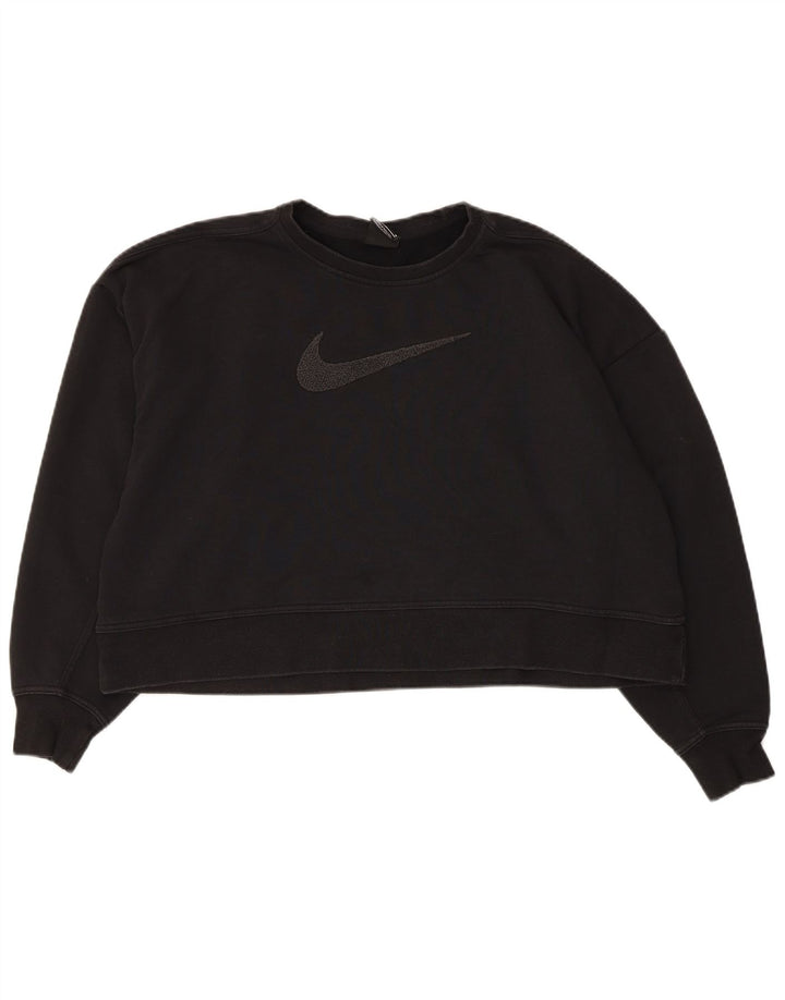 Nike Dame Dri Fit Grafisk Oversized Sweatshirt Jumper UK 14 Medium Sort