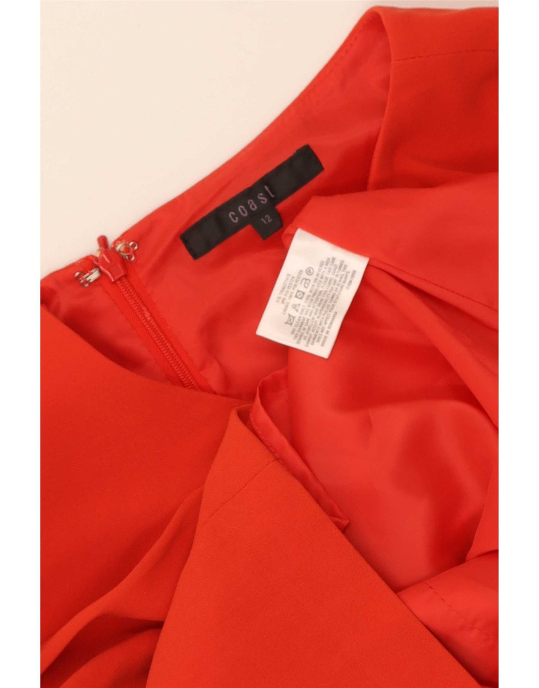 Coast Dame Langærmet Skede Kjole UK 12 Medium Rød Triacetat