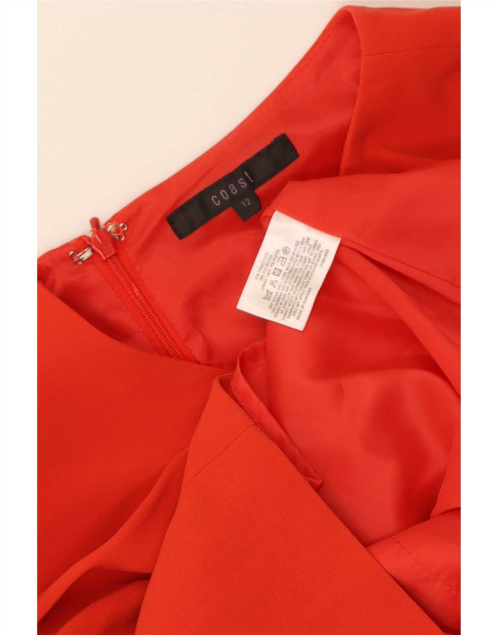 Coast Dame Langærmet Skede Kjole UK 12 Medium Rød Triacetat