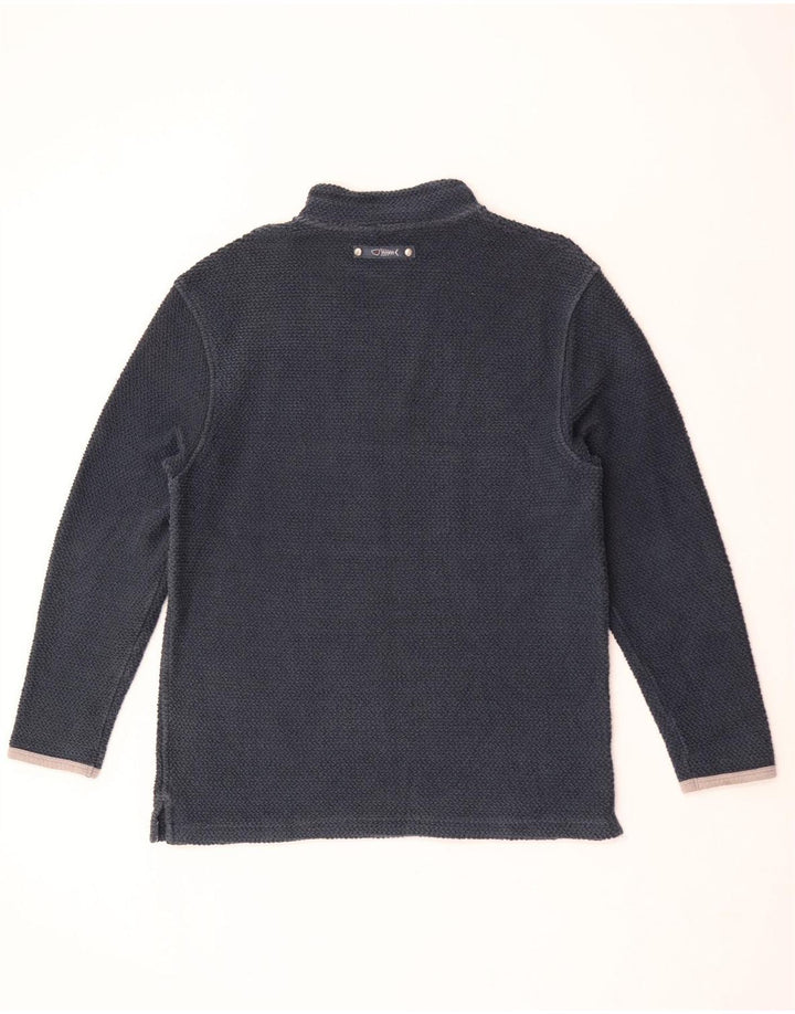 Weird Fish Herre Zip Neck Top 3/4 ærmet store marineblå bomuld