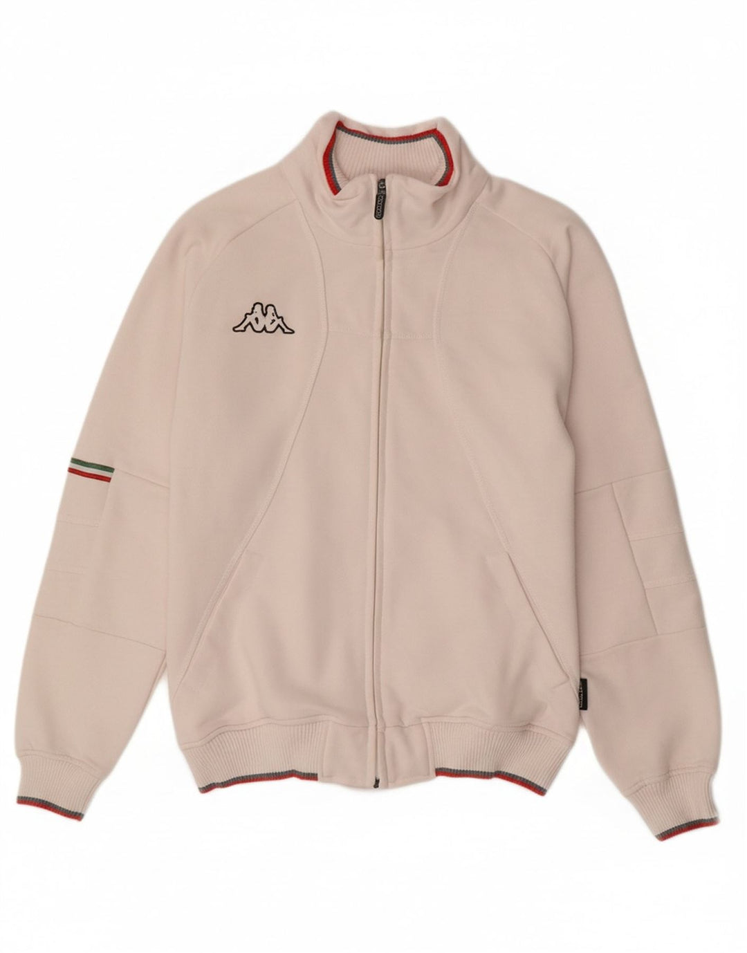 KAPPA Womens Tracksuit Top Jacket UK 14 Large Off White Cotton
