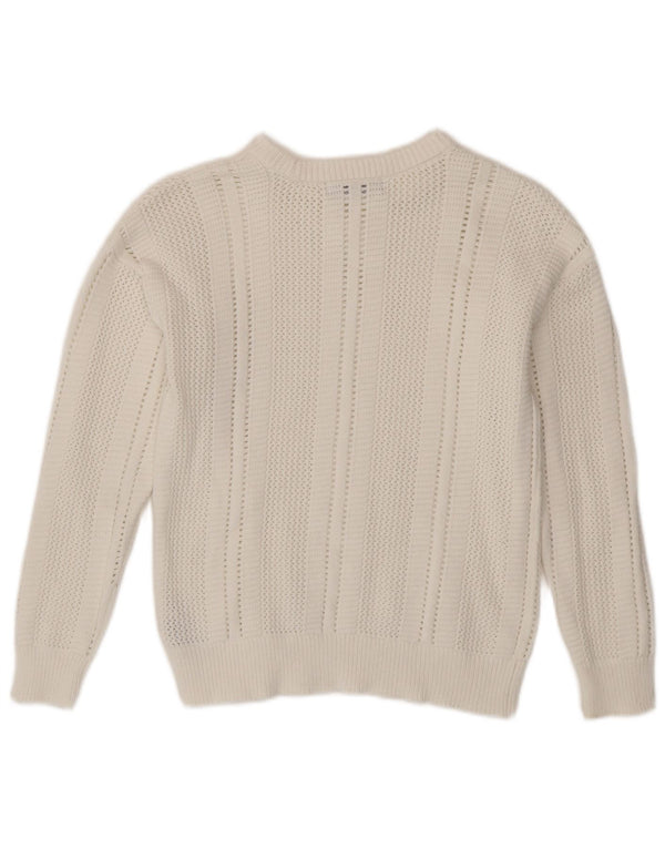 Marks & Spencer Dame Boat Neck Jumper Sweater UK 6 XS Hvid Bomuld