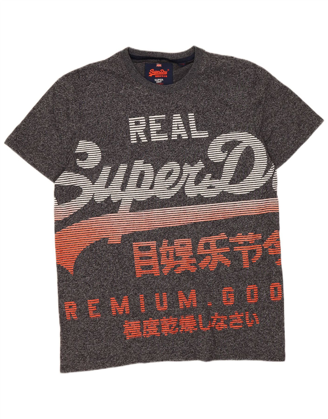 Superdry Herre grafisk T-shirt Top XL Grå Flecked Bomuld