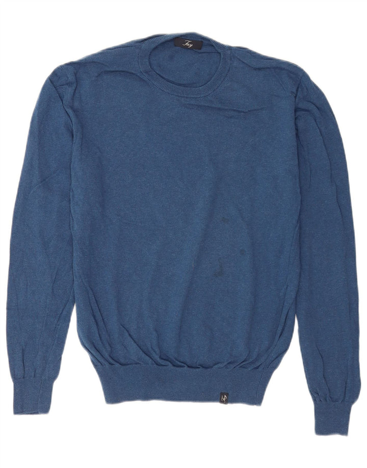 Fay herre rund hals sweater mellemblå