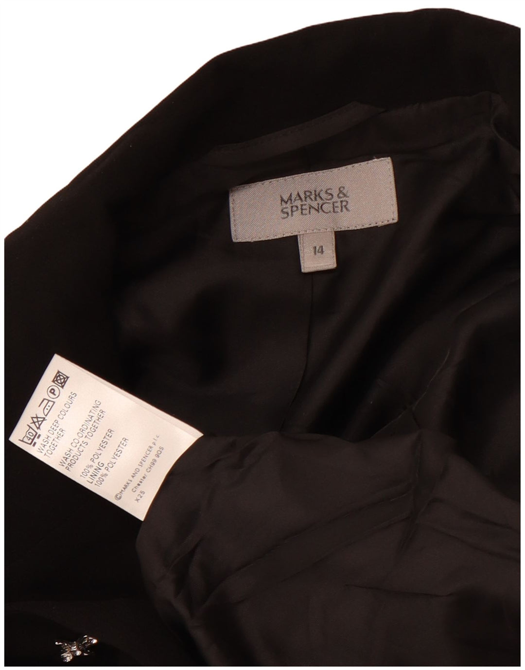MARKS & SPENCER Dame 2-knaps blazerjakke UK 14 Medium Sort Polyester
