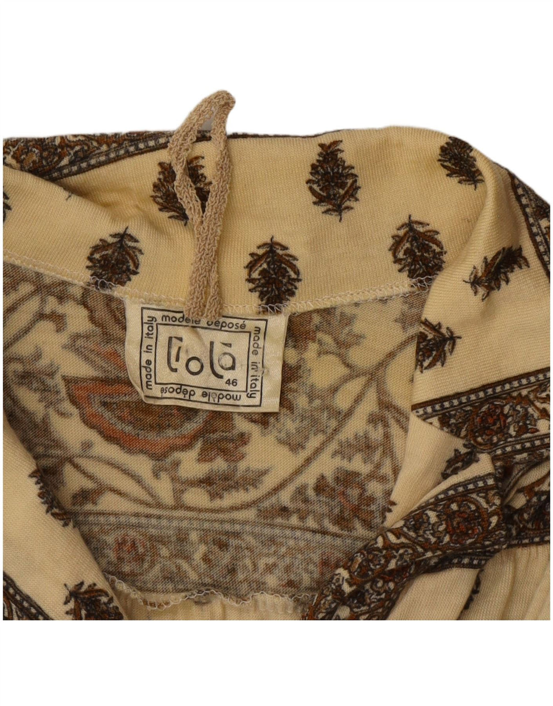 VINTAGE Womens Shirt Blouse IT 46 Large Beige Floral