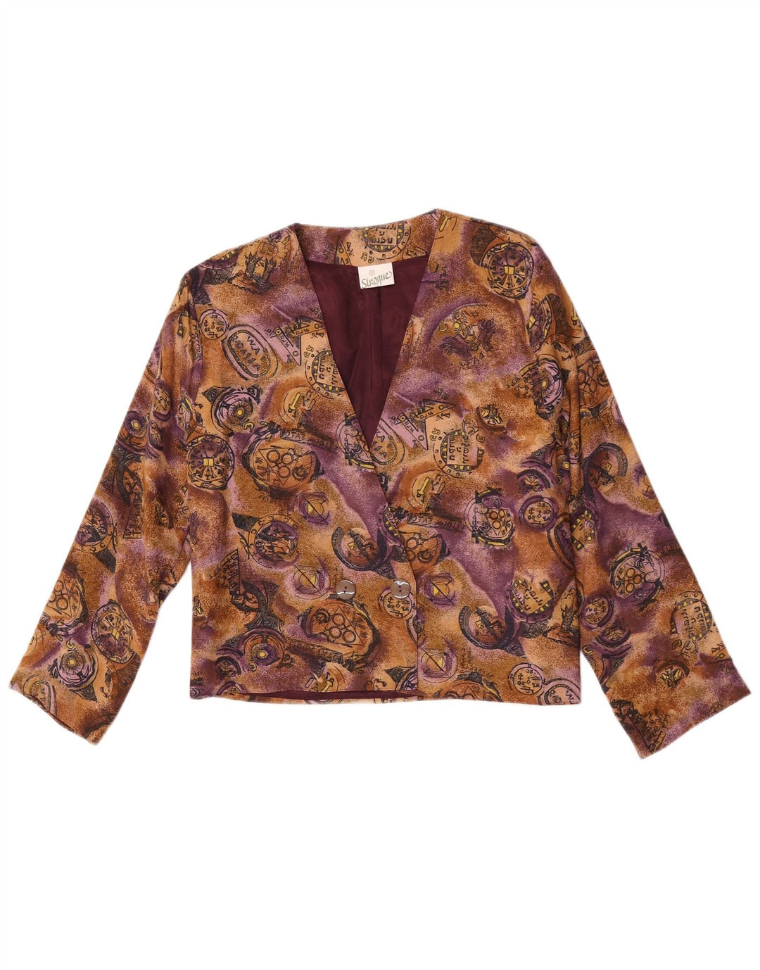 Vintage dame cardigan top UK 10 Lille flerfarvet viskose