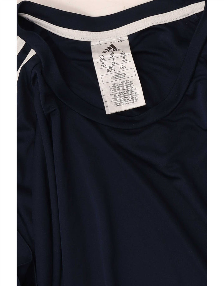 Adidas Herre Aeroready T-Shirt Top 2XL Navy Blue Polyester