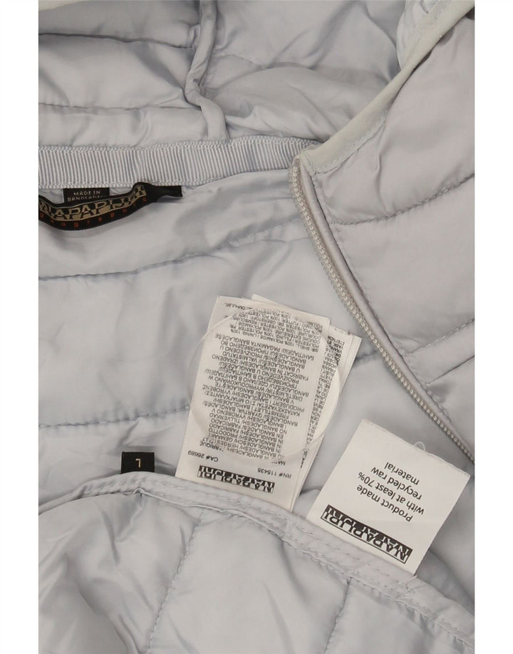 NAPAPIJRI Womens Hooded Padded Jacket UK 16 Large Grey Polyamide