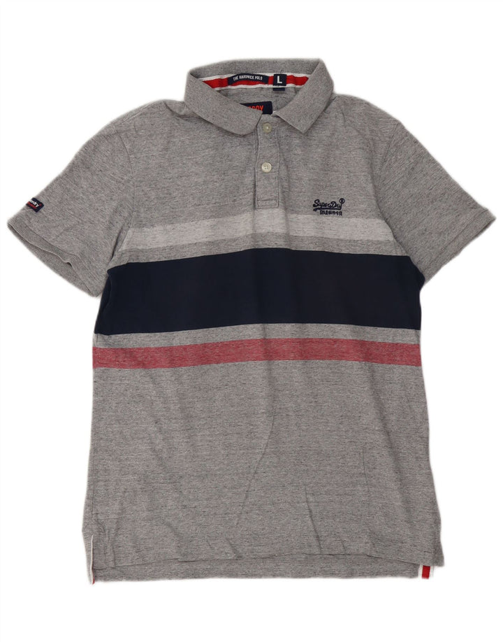 Superdry Poloshirt til mænd, stor gråstribet bomuld