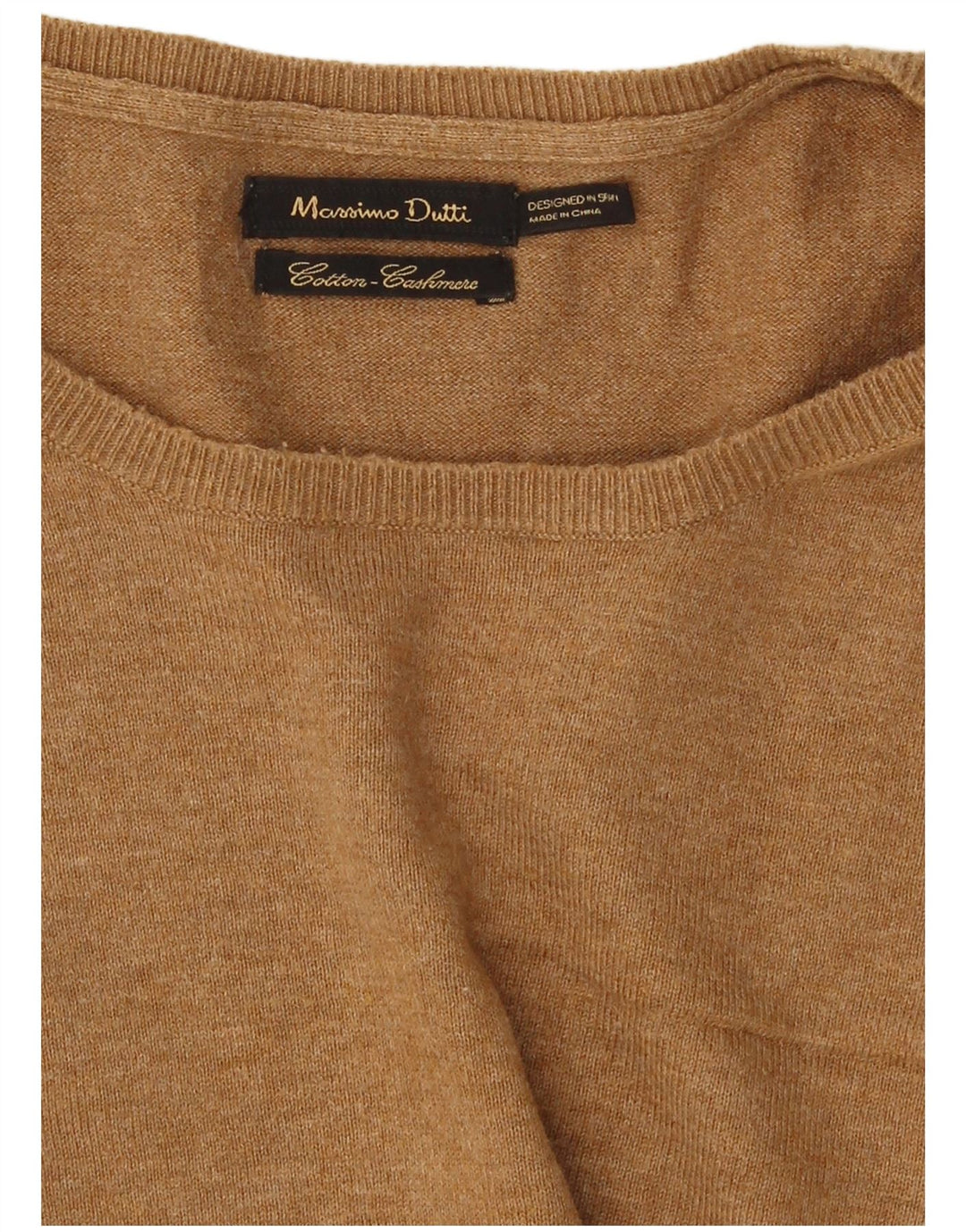 Massimo Dutti Herre trøjetrøje med rund hals Medium Brun Colourblock Bomuld