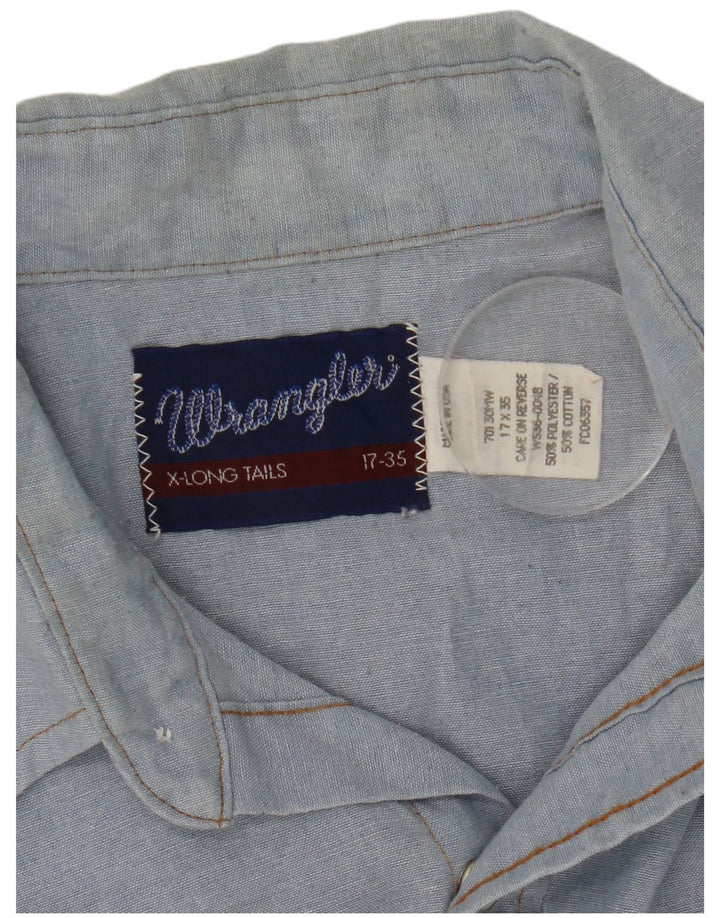 Wrangler Western skjorte herre str. 17 XL Blå polyester