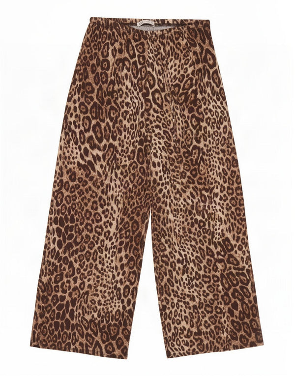 Zara Womens Wide Leg Casual Bukser Small W26 L23 Brown Animal Print