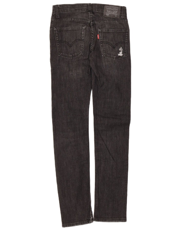 Levi's Boys 510 Distressed Skinny Jeans 11-12 år W28 L29 sort bomuld