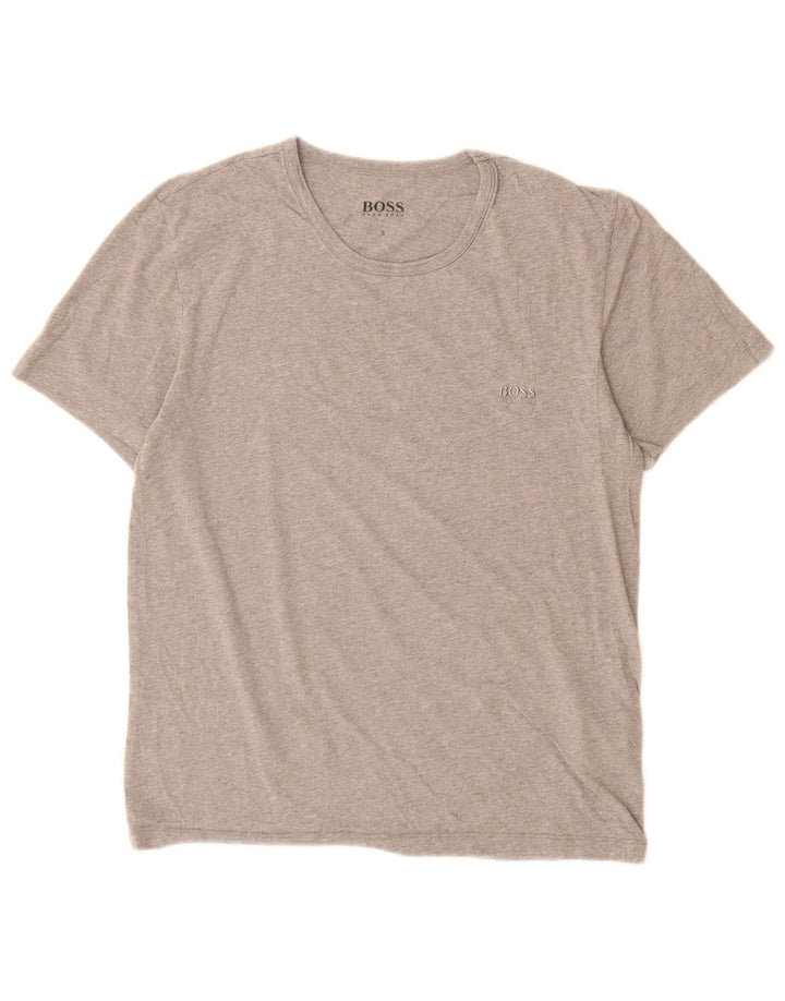 Hugo Boss Herre T-Shirt Top Lille Grå Bomuld