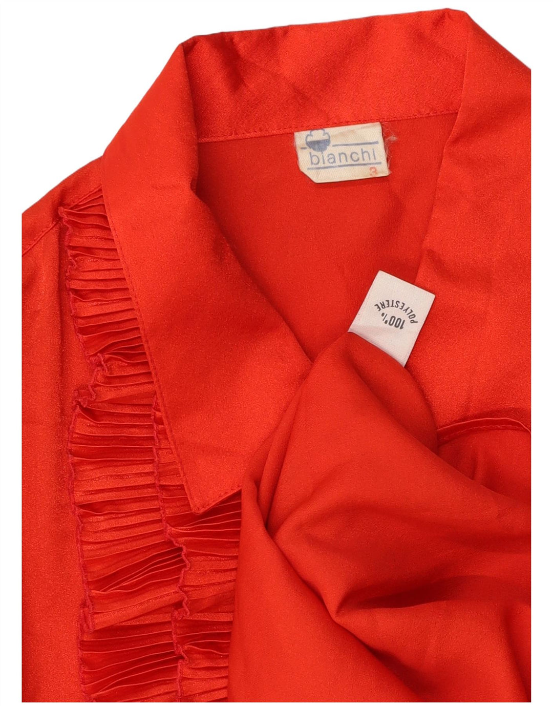 BIANCHI Dame Flæse Front Shirt Bluse UK 18 XL Rød Polyester
