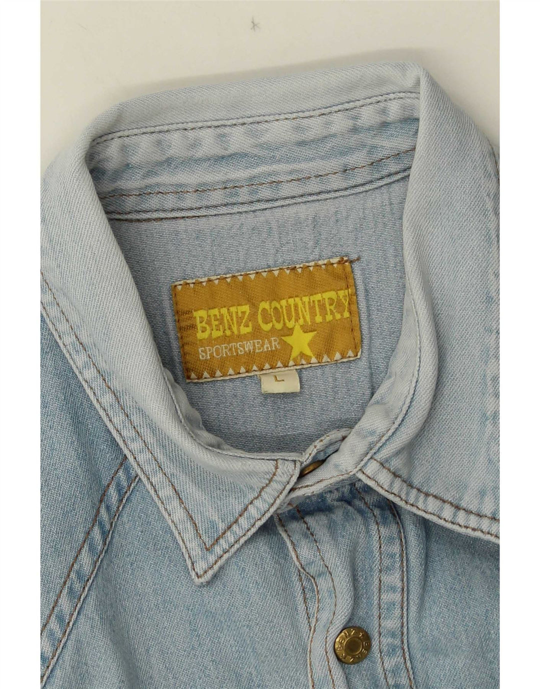 Vintage denimskjorte til mænd, stor blå