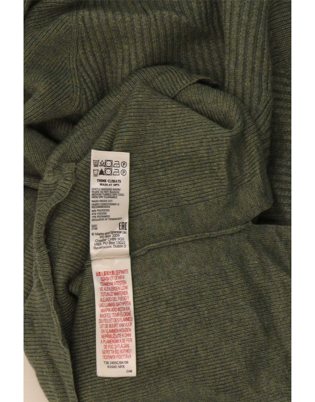 Marks & Spencer Dame Turtle Neck Jumper Sweater UK 14 Medium Green