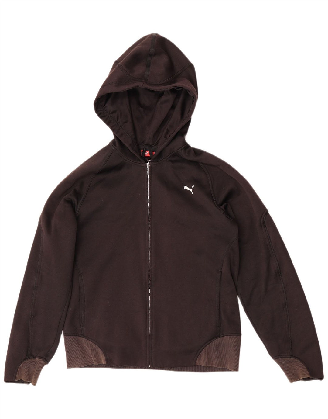 Puma hættetrøje med lynlås til kvinder UK 16 Large Black Colourblock Polyester